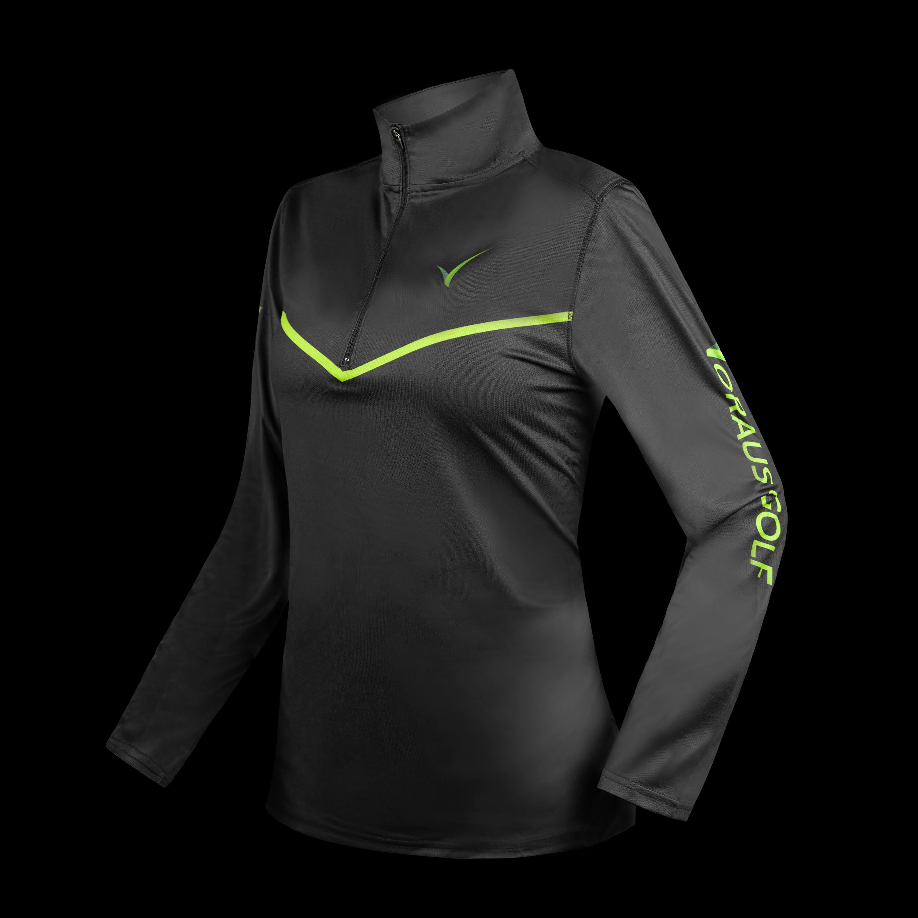 side view of womens  repreve pullover black